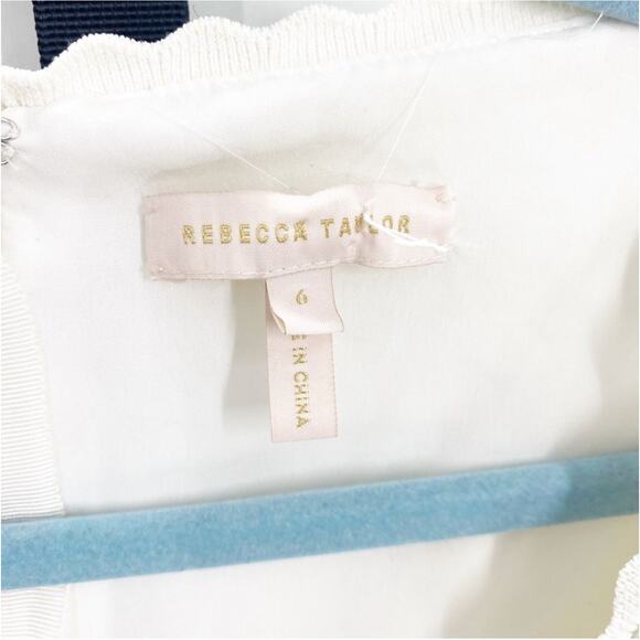 Rebecca Taylor White Knit Piqué A-Line Flutter Hem Dress  Sizes 6,8,14 NWT - Picture 6 of 11